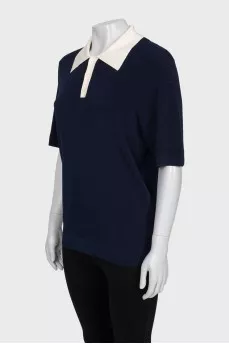 Blue polo with tag