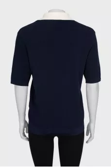 Blue polo with tag