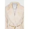 Maxi fur coat with a gold belt