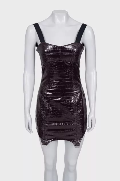 Mini dress with embossed zipper