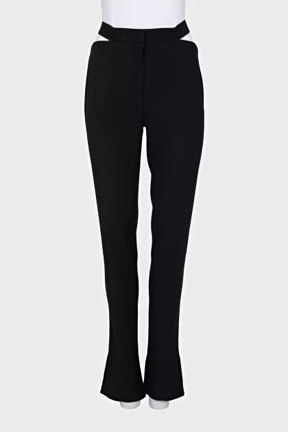 Black flared trousers with slits
