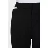 Black flared trousers with slits