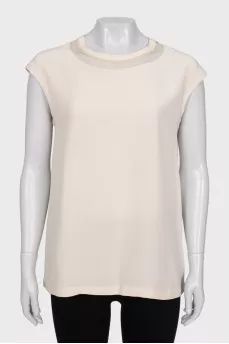 Silk blouse with straight cut and sleeveless design