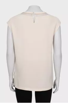 Silk blouse with straight cut and sleeveless design