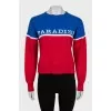 Two-tone jumper with lettering