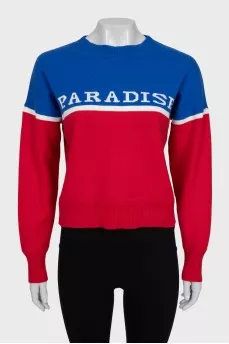 Two-tone jumper with lettering