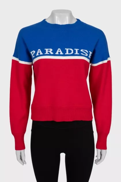 Two-tone jumper with lettering
