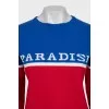Two-tone jumper with lettering