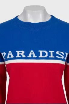 Two-tone jumper with lettering