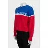 Two-tone jumper with lettering