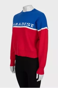 Two-tone jumper with lettering