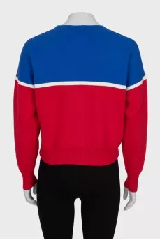 Two-tone jumper with lettering