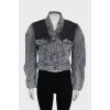 Cropped denim jacket with shoulder pads
