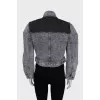 Cropped denim jacket with shoulder pads