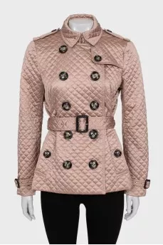 Quilted jacket with buttons and belt
