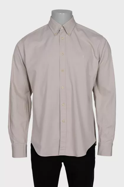 Men's straight-cut shirt with embroidered logo