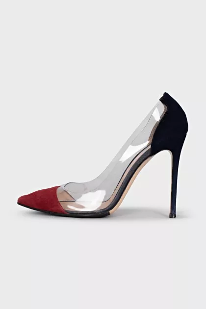 Plexi suede pumps