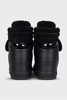 Insulated leather wedge sneakers