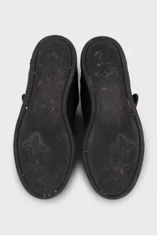 Insulated leather wedge sneakers