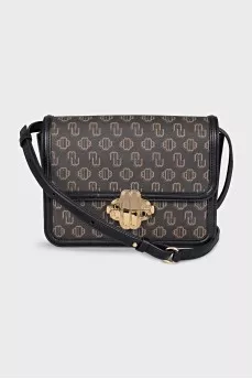 Brown leather bag with monogram