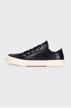 Leather sneakers with a logo on the front
