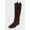 High suede boots with buckles