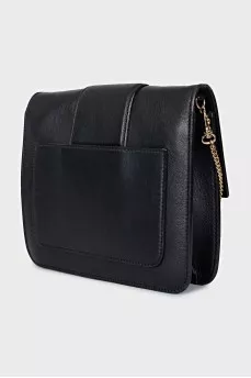 Leather bag with chain and logo
