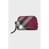 Checkered textile cosmetic bag