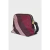 Checkered textile cosmetic bag