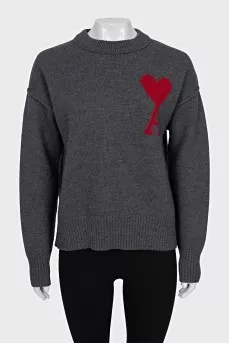 Wool jumper with brand logo and tag