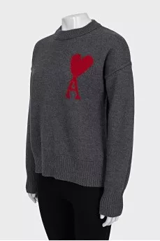 Wool jumper with brand logo and tag