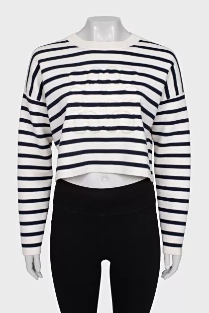Striped jumper with embossed logo