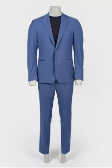Men's woolen suit blue-blue