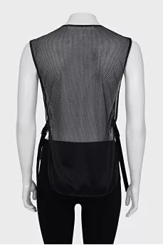 Mesh top with zip patch pockets