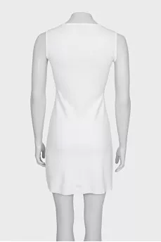 White dress with an asymmetrical side seam