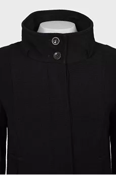 Straight-cut coat with a stand-up collar