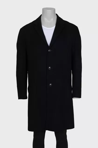 Men's straight-cut coat with pockets