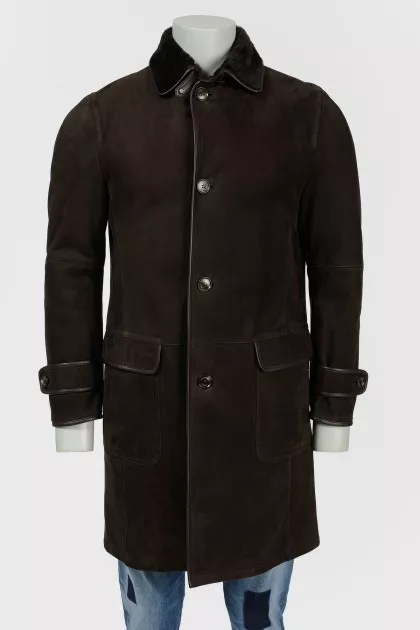 Brown suede sheepskin coat