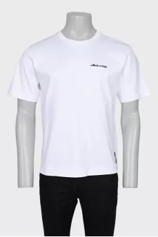 Men's white T-shirt with embroidery