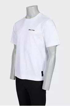 Men's white T-shirt with embroidery