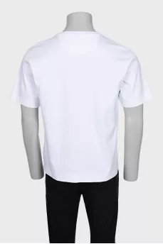 Men's white T-shirt with embroidery