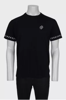 Men's T-shirt with branded print on the sleeves