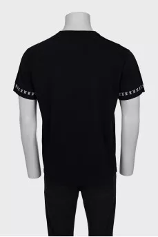 Men's T-shirt with branded print on the sleeves