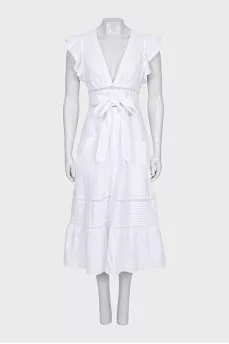 Fitted dress with lace and buttons