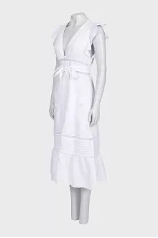 Fitted dress with lace and buttons