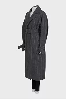 Pinstripe wool coat