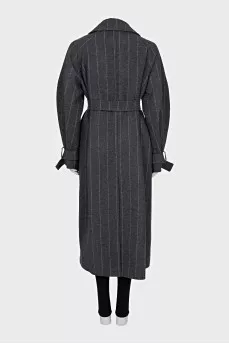 Pinstripe wool coat