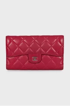 Quilted red leather wallet