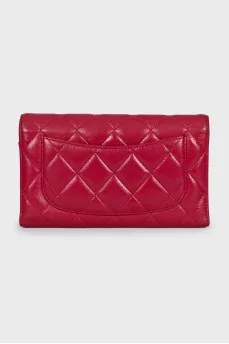Quilted red leather wallet
