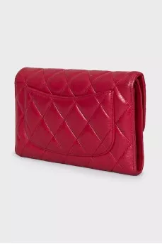 Quilted red leather wallet